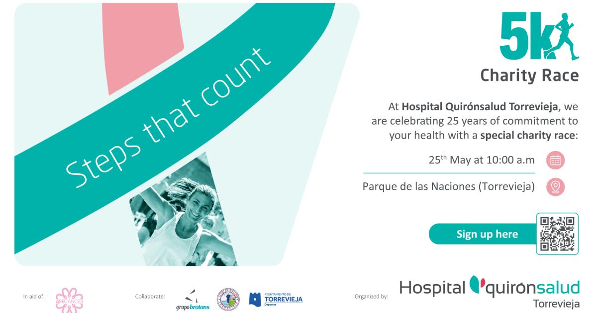 Torrevieja przedstawia bieg charytatywny "5K kroków, które się liczą Quirónsalud" na rzecz Afecáncer